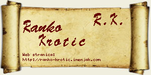 Ranko Krotić vizit kartica